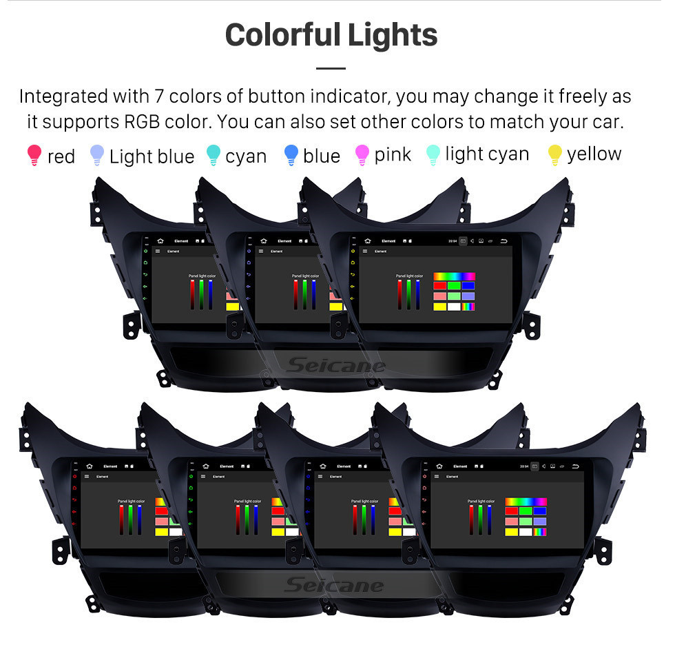 Seicane 9 pouces Android 11.0 DVD GPS stéréo pour Hyundai Elantra LHD 2011 2012 2013 avec Radio Bluetooth Musique Carplay OBD2 Caméra de recul Commande au volant