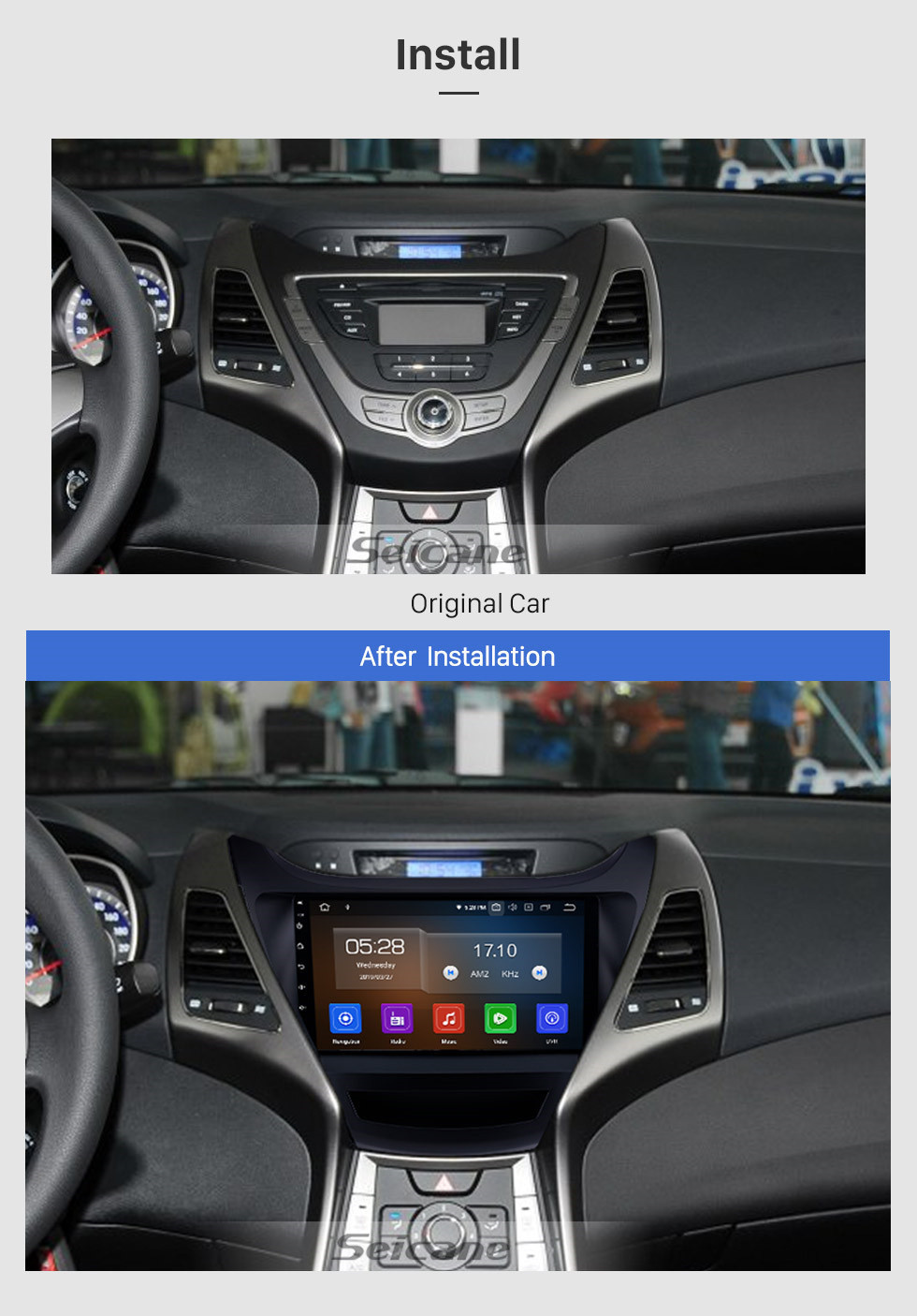 Seicane 9 Zoll Android 12.0 HD Touchscreen Radio für 2014-2015 Hyundai Elantra mit GPS Navigationssystem Bluetooth USB WIFI OBD2 TPMS Mirror Link Rückfahrkamera