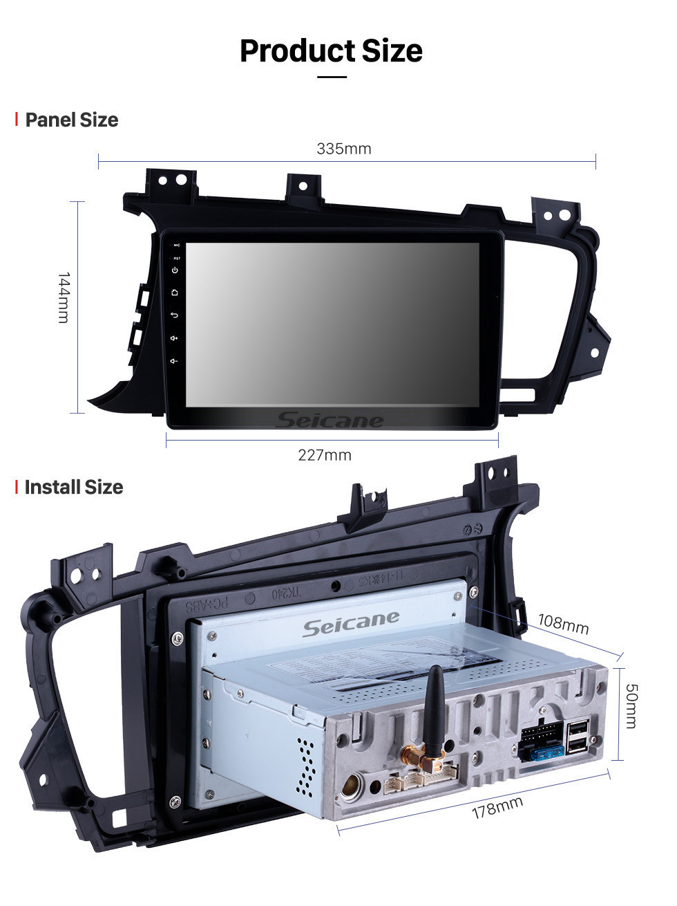 Seicane 9 pulgadas HD Pantalla táctil Android 12.0 Radio para 2011 2012 2013 2014 Kia k5 LHD con navegación GPS Bluetooth USB Música 3G WIFI OBDII Mirror Link Control del volante