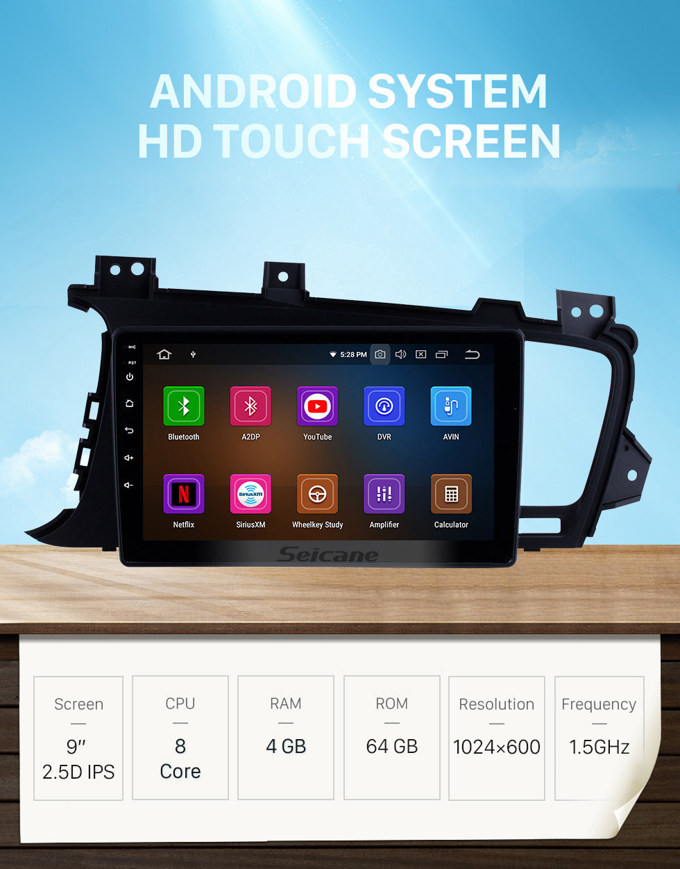 Seicane Android 12.0 Rádio DVD player sistema de navegação GPS para 2011 2012 2013 2014 KIA K5 LHD com tela sensível ao toque HD 1024*600 Bluetooth OBD2 DVR 3G WIFI Controle de volante USB SD Câmera retrovisora TV 1080P Link do espelho de vídeo
