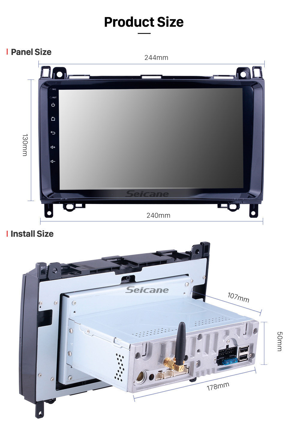 Seicane 9 inch HD 1024*600 Touch Screen Android 12.0 2006-2012 Mercedes Benz Sprinter 211 213 216 218 224 309 311 313 315 316 CDI Autoradio Navigation Head Unit with CD DVD Player Bluetooth AUX 3G WiFi HD 1080P OBD2 Mirror Link Backup Camera