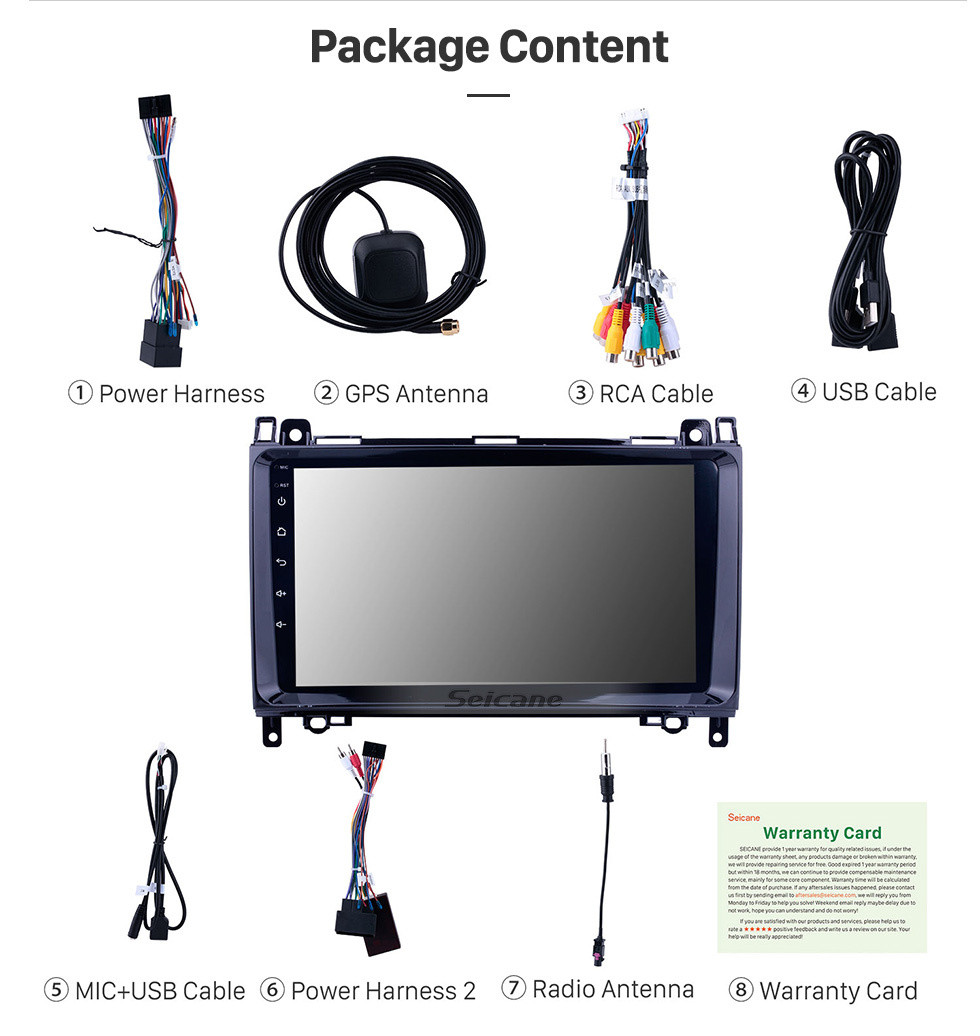 Seicane 9 Zoll HD 1024 * 600 Touchscreen Android 12.0 2006-2012 Mercedes Benz Sprinter 211 213 216 218 224 309 311 313 315 316 CDI Autoradio Navigationskopfeinheit mit CD DVD Player Bluetooth AUX 3G WiFi HD 1080P OBD2 Mirror Link Rückfahrkamera