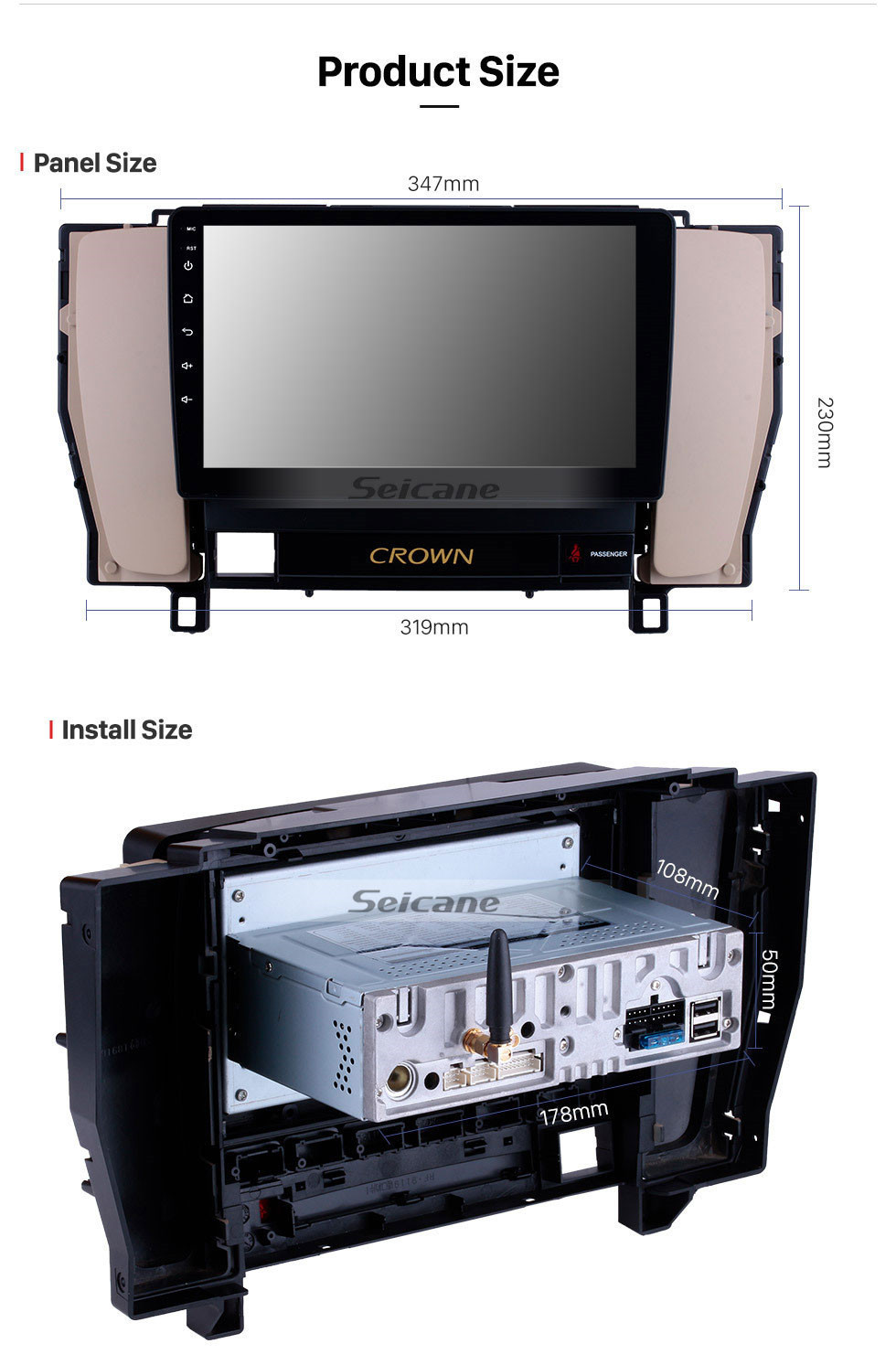 Seicane 9 pouces 2010 2011 2012 2013 2014 Toyota ancienne couronne LHD Android 11.0 HD Écran tactile stéréo automatique Système de navigation GPS Bluetooth FM / Assistance radio 3G / 4G WIFI Commande au volant DVR OBD II