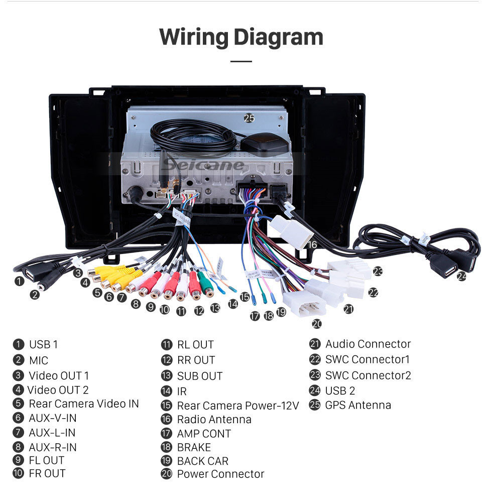 Seicane 9 pouces 2010 2011 2012 2013 2014 Toyota ancienne couronne LHD Android 11.0 HD Écran tactile stéréo automatique Système de navigation GPS Bluetooth FM / Assistance radio 3G / 4G WIFI Commande au volant DVR OBD II