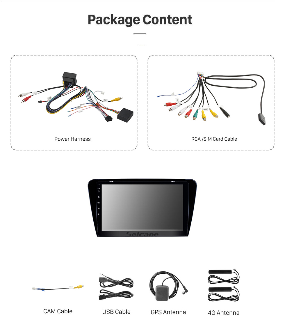 Seicane 10.1 inch HD Touchscreen Radio GPS Navigation System Android 11.0 For 2015 2016 2017 SKODA Octavia UV Support Steering Wheel Control Backup Camera Bluetooth 3G/4G WIFI USB DVR OBD2