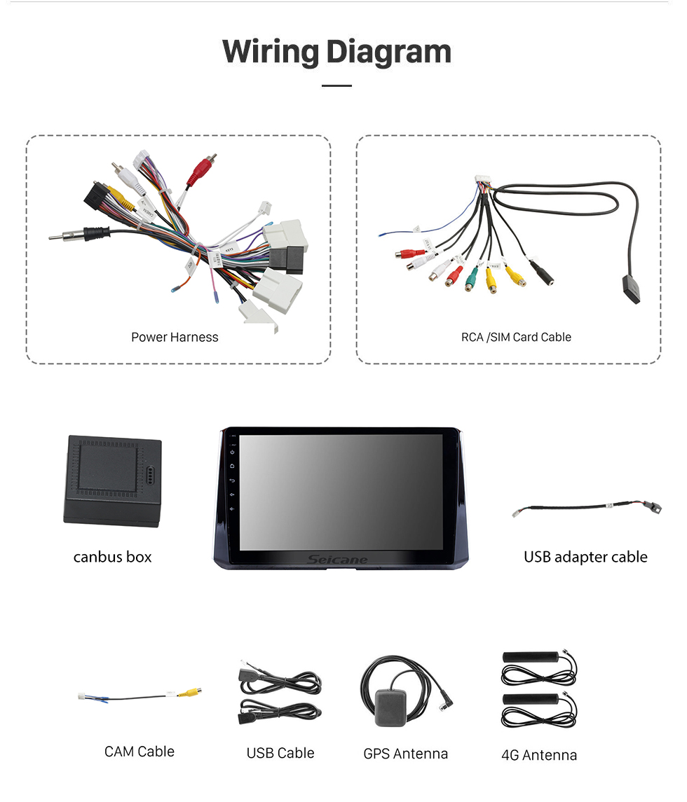 Seicane 10.1 pulgadas Android 11.0 2019 Toyota Corolla Sistema de navegación GPS Soporte Radio IPS Pantalla completa 3G WiFi Bluetooth OBD2 Control del volante