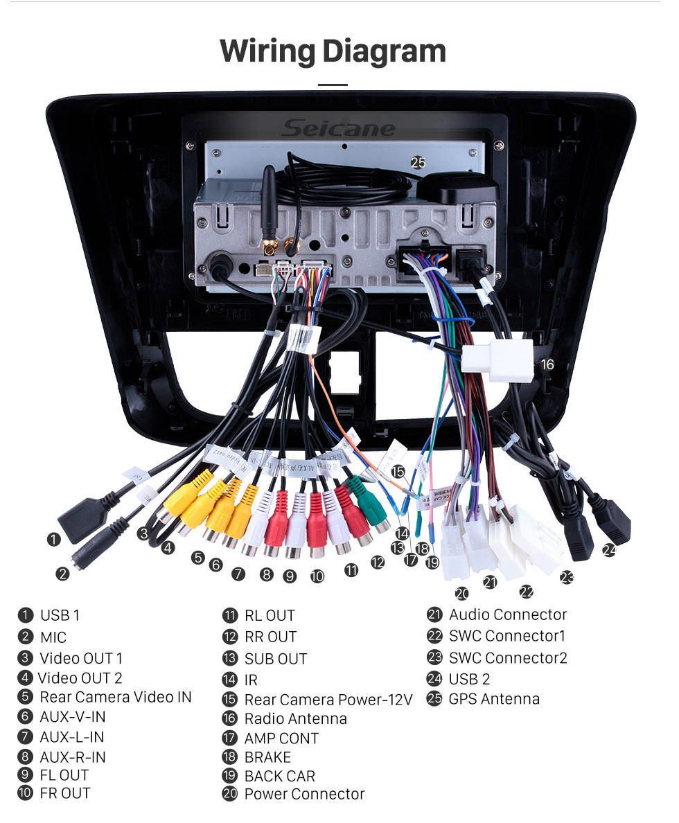 Seicane 10.1 polegada HD Touchscreen Rádio Auto Sistema de Navegação GPS Estéreo Android 11.0 Para 2014 2015 2016 2017 TOYOTA VIOS Suporte Bluetooth OBD II DVR 3G / 4G WIFI câmera de visão Traseira