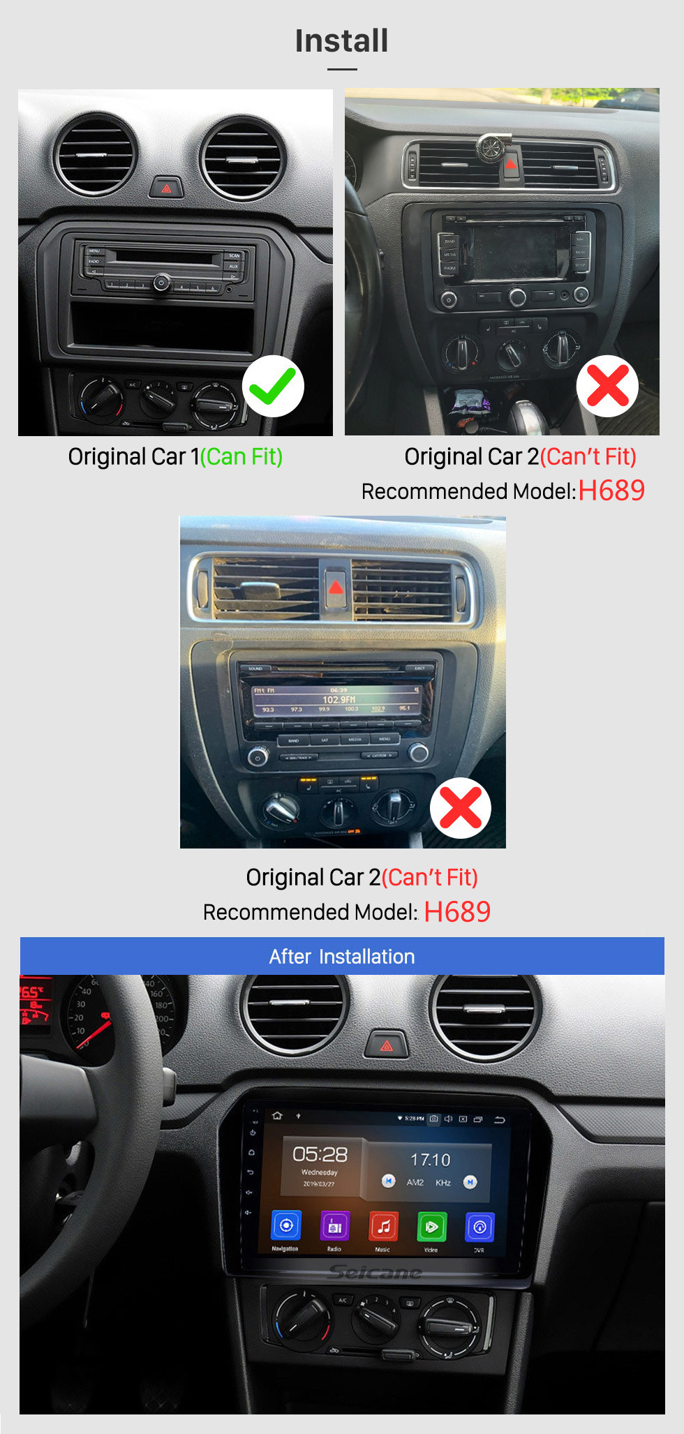 Seicane 9-дюймовый Android 13.0 HD с сенсорным экраном Радио для 2012 2013 2014 2015 VW Volkswagen Passat JETTA с 3G WiFi GPS-навигационной системой TPMS DVR OBD II Задняя камера AUX USB Video 3G WiFi Bluetooth