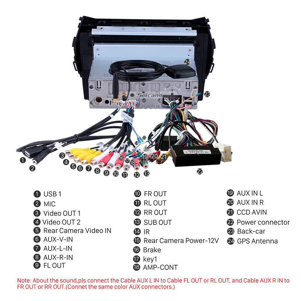 Seicane 9 pulgadas Android 11.0 2013 2014 2015 Hyundai Santa Fe IX45 Sistema de navegación GPS HD Pantalla táctil 3G WiFi Cámara trasera AUX Control del volante USB Bluetooth 1080P OBDII TPMS DVR