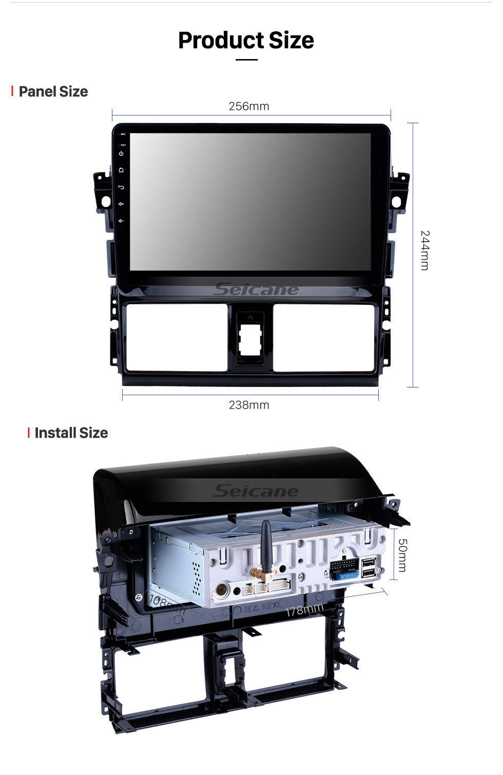 Seicane 10.1 pulgadas Android 11.0 2013 2014 2015 2016 Toyota Vios GPS Radio con 1024 * 600 Pantalla táctil Bluetooth Música 4G WiFi Cámara de respaldo Mirror Link OBD2 Control del volante