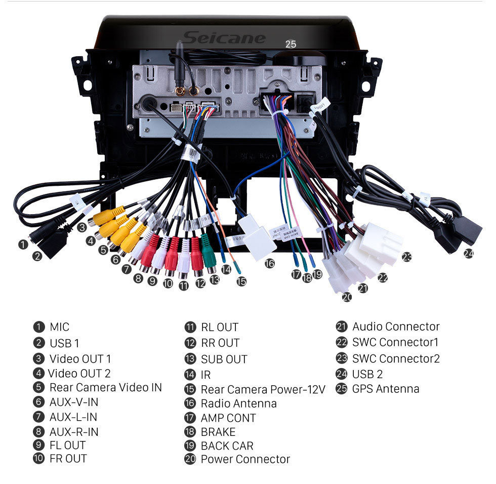 Seicane 10.1 pulgadas Android 11.0 2013 2014 2015 2016 Toyota Vios GPS Radio con 1024 * 600 Pantalla táctil Bluetooth Música 4G WiFi Cámara de respaldo Mirror Link OBD2 Control del volante