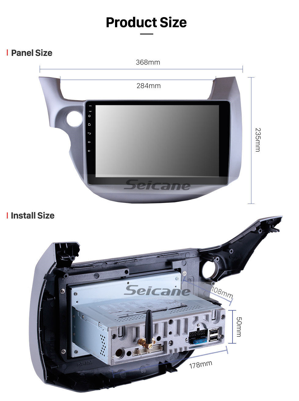 Seicane 2007-2013 Honda Fit (LHD) Android 11.0 10.1 pulgadas Sistema de navegación GPS con radio Bluetooth OBD2 Cámara de respaldo TV digital Volante Control Espejo Enlace
