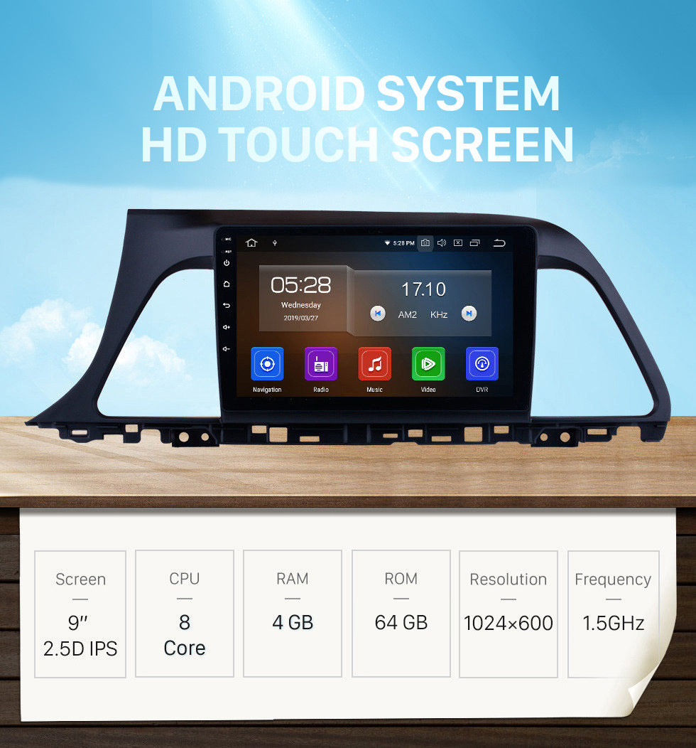 Seicane Tout en un 9 pouces unité de tête de navigation GPS de rechange pour 2015 2016 2017 Hyundai Sonata 9 Android 12.0 Radio HD écran tactile commande au volant tuner TV Bluetooth musique lecteur DVD caméra de recul 4G WiFi