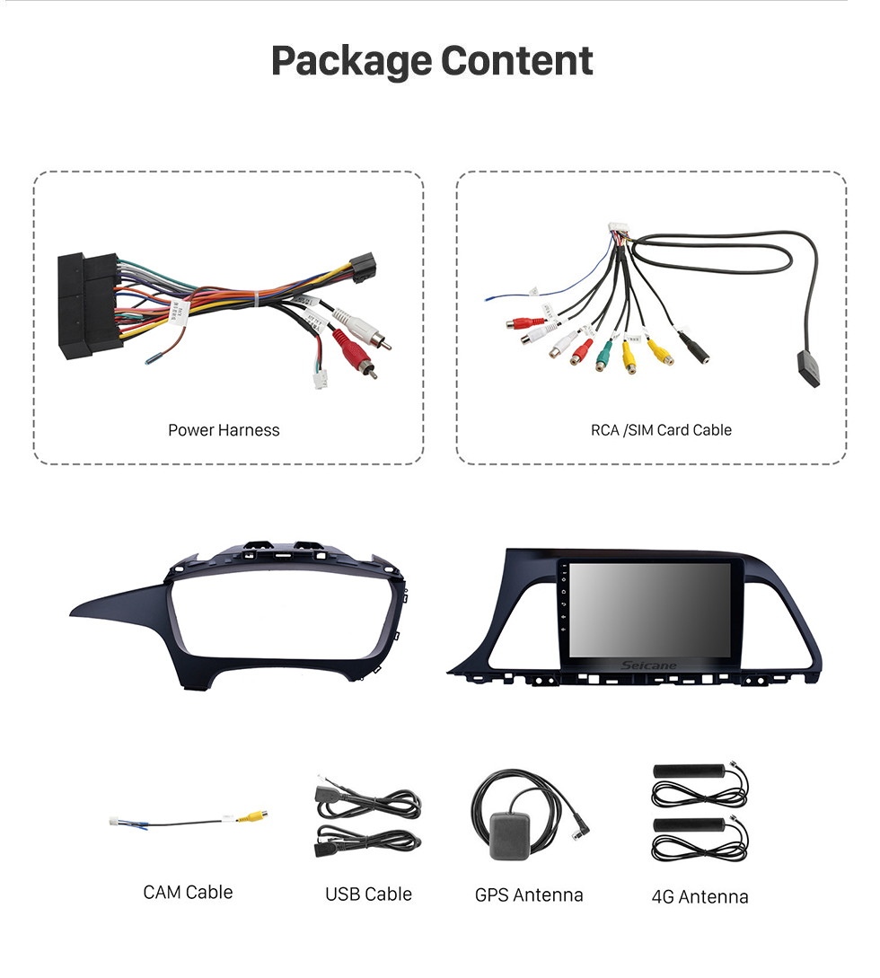 Seicane Alles in einem 9-Zoll-Aftermarket-GPS-Navigationskopfgerät für 2015 2016 2017 Hyundai Sonata 9 Android 12.0 Radio HD Touchscreen Lenkradsteuerung TV-Tuner Bluetooth Musik DVD-Player Rückfahrkamera 4G WiFi