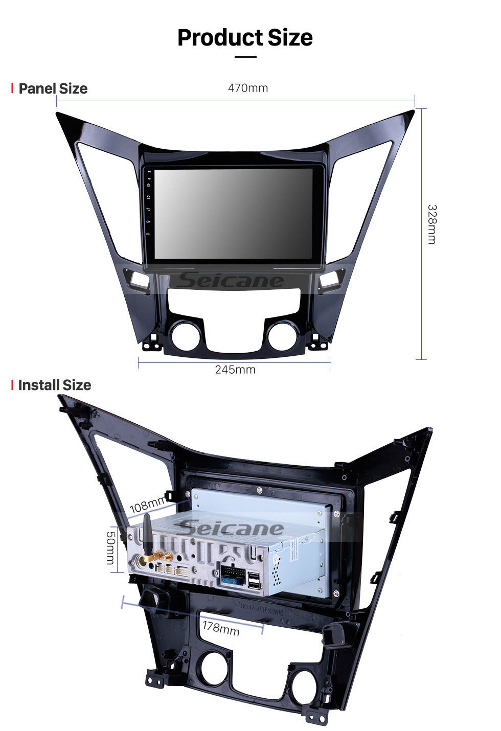 Seicane 9 pulgadas Android 11.0 Radio Sistema de navegación GPS para 2011-2015 Hyundai SONATA con Bluetooth HD 1024 * 600 pantalla táctil Enlace espejo OBD2 DVR Cámara de visión trasera TV 1080P Video 3G WIFI Control del volante USB