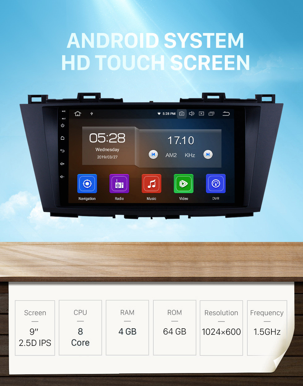 Seicane 9 pouces 2009-2012 MAZDA 5 Android 12.0 Système de navigation GPS avec Radio Mirror link écran multi-touch OBD DVR Caméra de recul TV 3G WIFI USB Bluetooth