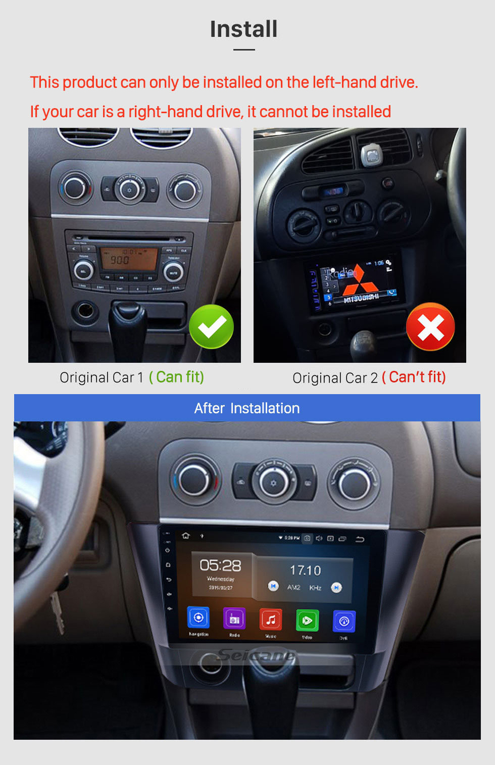 Seicane 9 polegadas android 11.0 hd touchscreen rádio estéreo para mitsubishi lancer mitsubishi mirage 1997 gps navi bluetooth espelho link wifi usb telefone música swc dab + carplay 1080 p vídeo