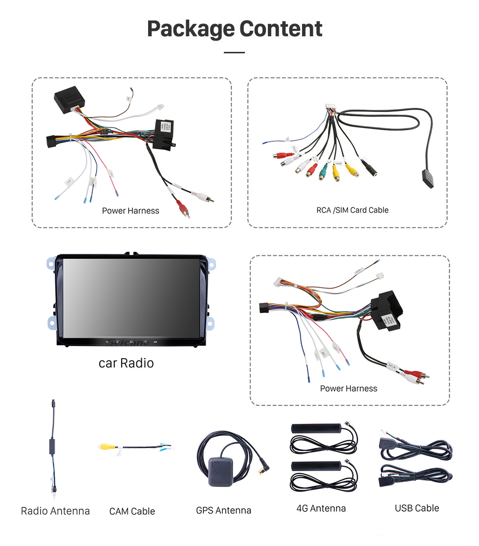 Seicane Écran tactile HD 9 pouces pour 2008-2013 VW Volkswagen Passat Tiguan Polo Scirocco Android 9.0 Système de navigation GPS Radio avec WiFi Mirror Link OBD2 Bluetooth