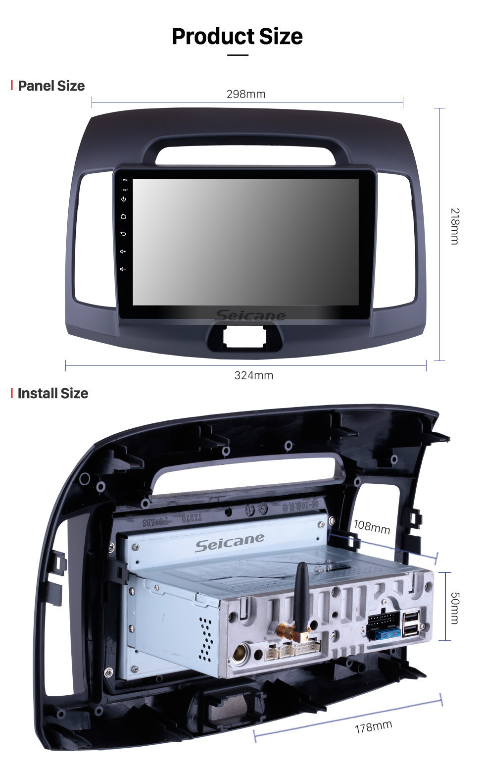 Seicane OEM Upgrade 9 inch Android 11.0 GPS Navigation Radio for 2008 2009 2010 Hyundai Elantra HD Touchscreen WIFI Bluetooth Digital TV SWC FM Carplay USB