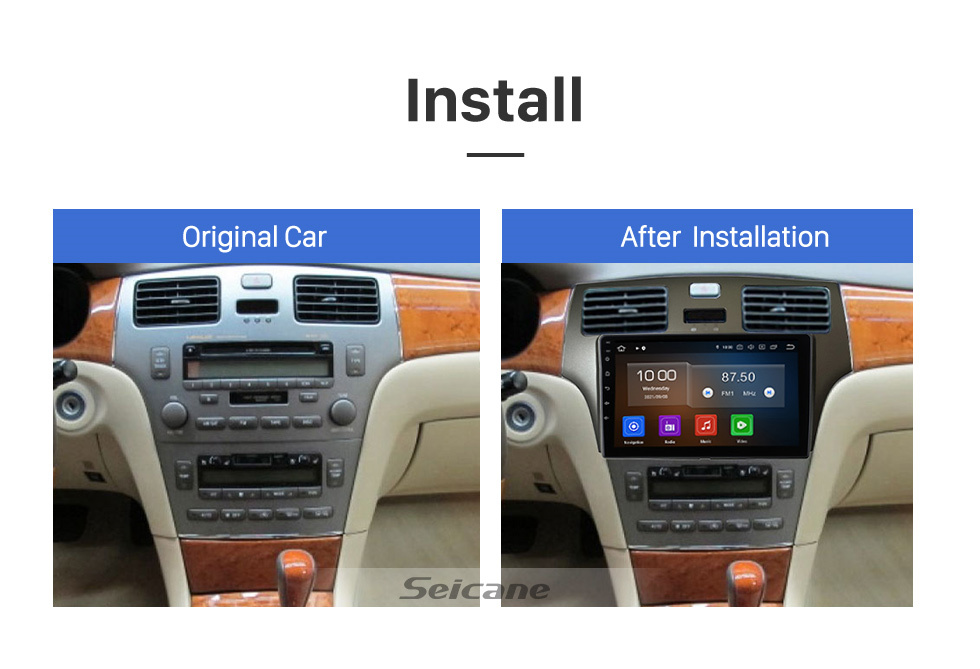 Seicane 2001 2002 2003 2004 2005 Lexus ES300 Android 12.0 HD Pantalla táctil 9 pulgadas Radio Navegación GPS Bluetooth FM SWC WIFI USB Carplay Cámara de respaldo