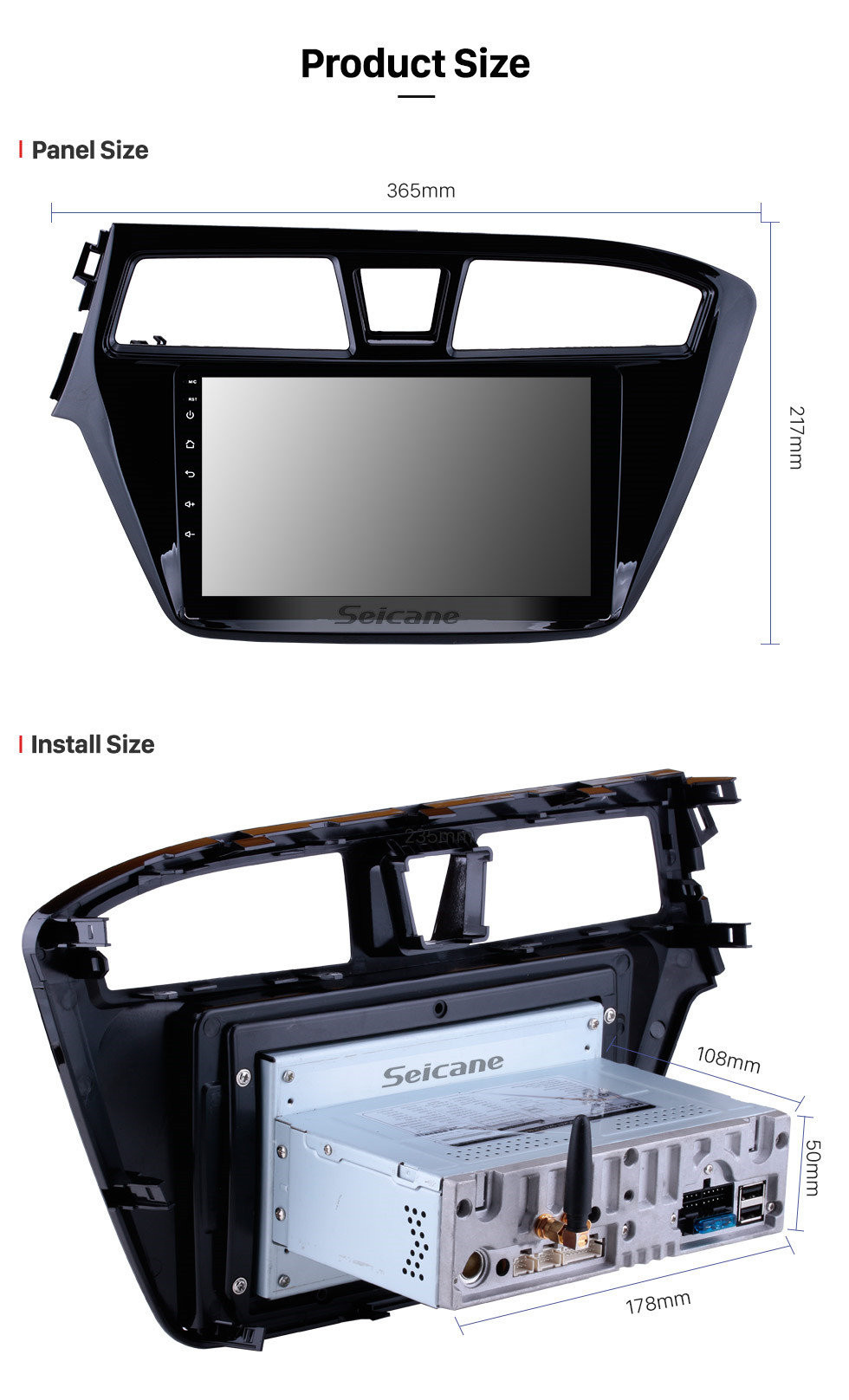 Seicane Système de navigation Android 11.0 de rechange Radio pour 2014 2015 Hyundai i20 avec liaison par miroir GPS HD 1024 * écran tactile OBD2 DVR Caméra de recul TV 1080P Vidéo 3G WIFI Commande au volant Bluetooth USB SD