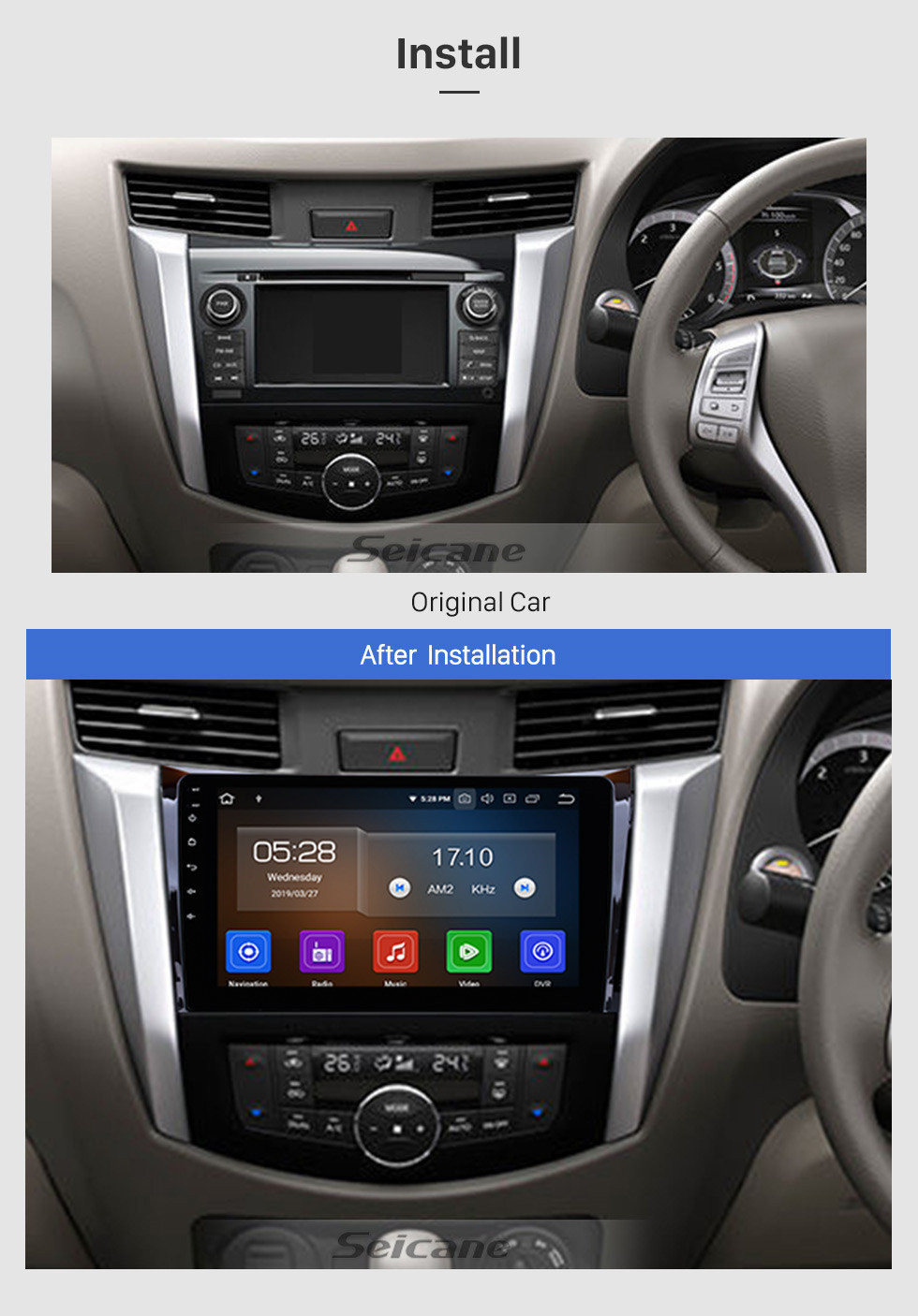 Seicane 10,1 дюйма 2011-2016 Nissan NAVARA Android 11.0 Радио GPS-навигация Зеркальная ссылка Сенсорный экран OBD2 DVR ТВ WIFI Bluetooth USB Carplay Камера заднего вида 1080P SWC