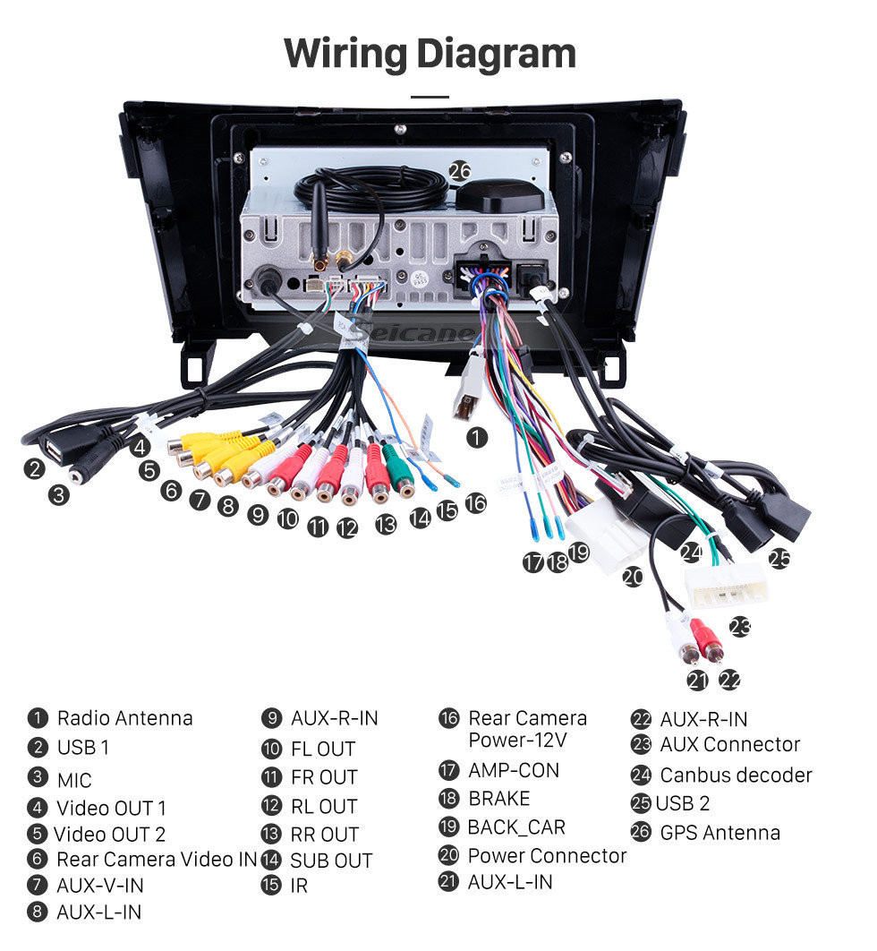 Seicane 2012 2013 2014 2015 2016 2017 Nissan X-TRAIL Qashqai A/V Pantalla táctil HD de 9 pulgadas Radio Navegación GPS Android 11.0 Sistema de audio Bluetooth OBD2 Control del volante