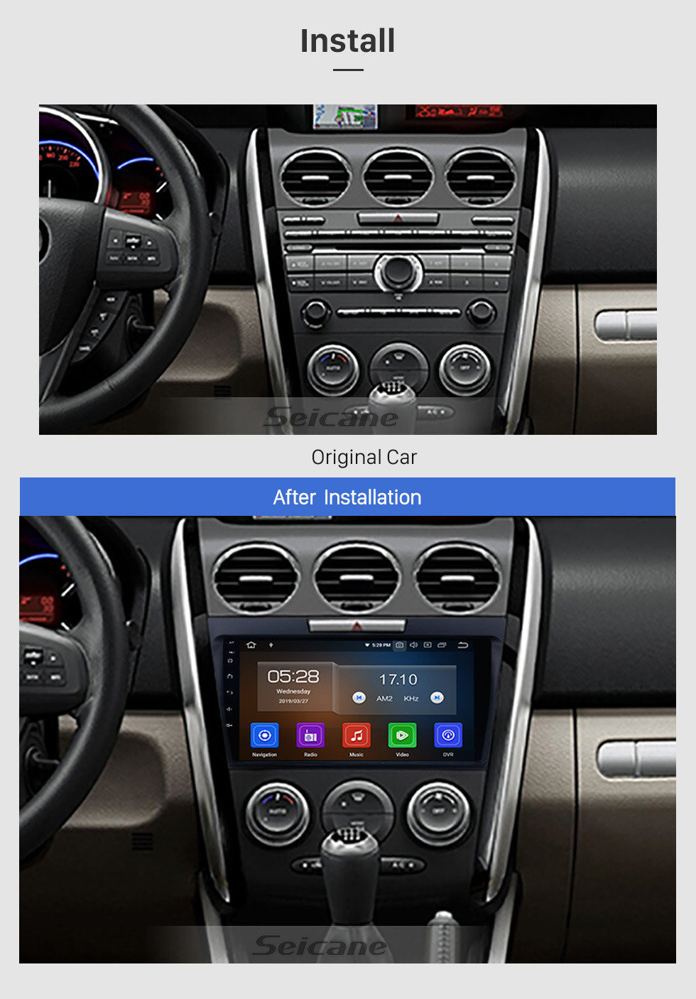Seicane 2007-2014 Mazda CX-7 9-дюймовый Android 13.0 Поддержка системы GPS-навигации DVD-плеер Зеркальная связь Мультисенсорный экран OBD DVR Bluetooth Камера заднего вида ТВ USB 4G WIFI