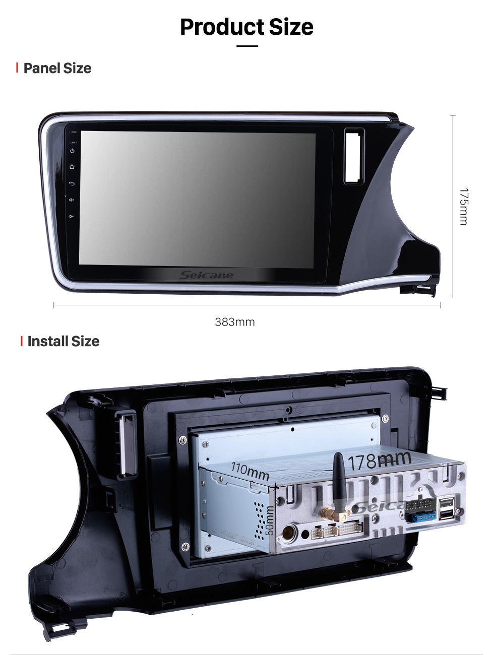 Seicane 10.1 pulgadas Android 11.0 HD Sistema de navegación GPS con radio de pantalla táctil para 2014 2015 2016 2017 Honda CITY (RHD) con Bluetooth Music Mirror Link OBD2 3G WiFi Cámara de respaldo 1080P Video Control de volante AUX