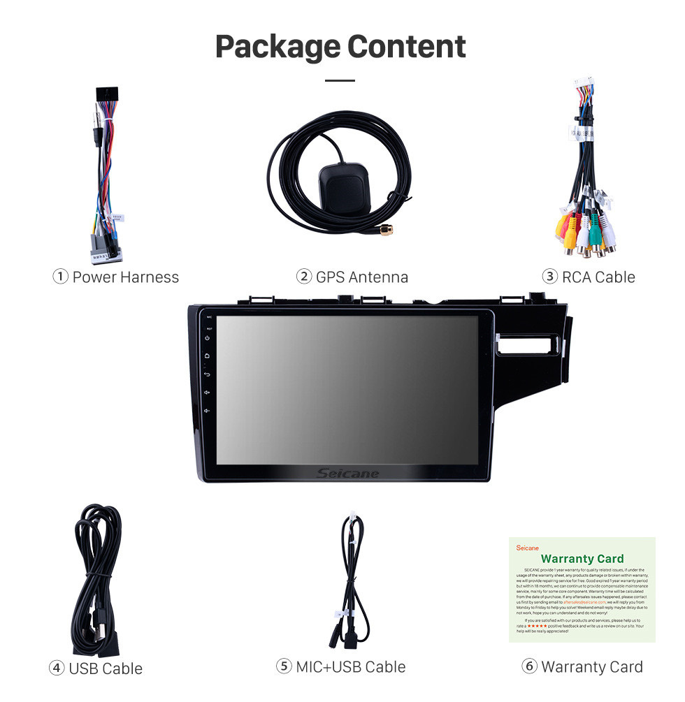 Seicane Écran tactile HD de rechange 2014 2015 2016 HONDA FIT RHD Android 11.0 Remplacement de la radio avec lecteur DVD GPS 3G WiFi Bluetooth Music Mirror Link OBD2 Caméra de recul DVR AUX USB SD 1080P Vidéo