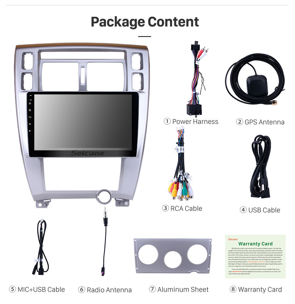 Seicane 2006-2013 Hyundai Tucson 10,1 Zoll HD Touchscreen Android 11.0 GPS-Navigationssystem Haupteinheit Bluetooth Wlan Radio SWC Spiegel-Verbindung USB Carplay Unterstützung OBD2 TPMS