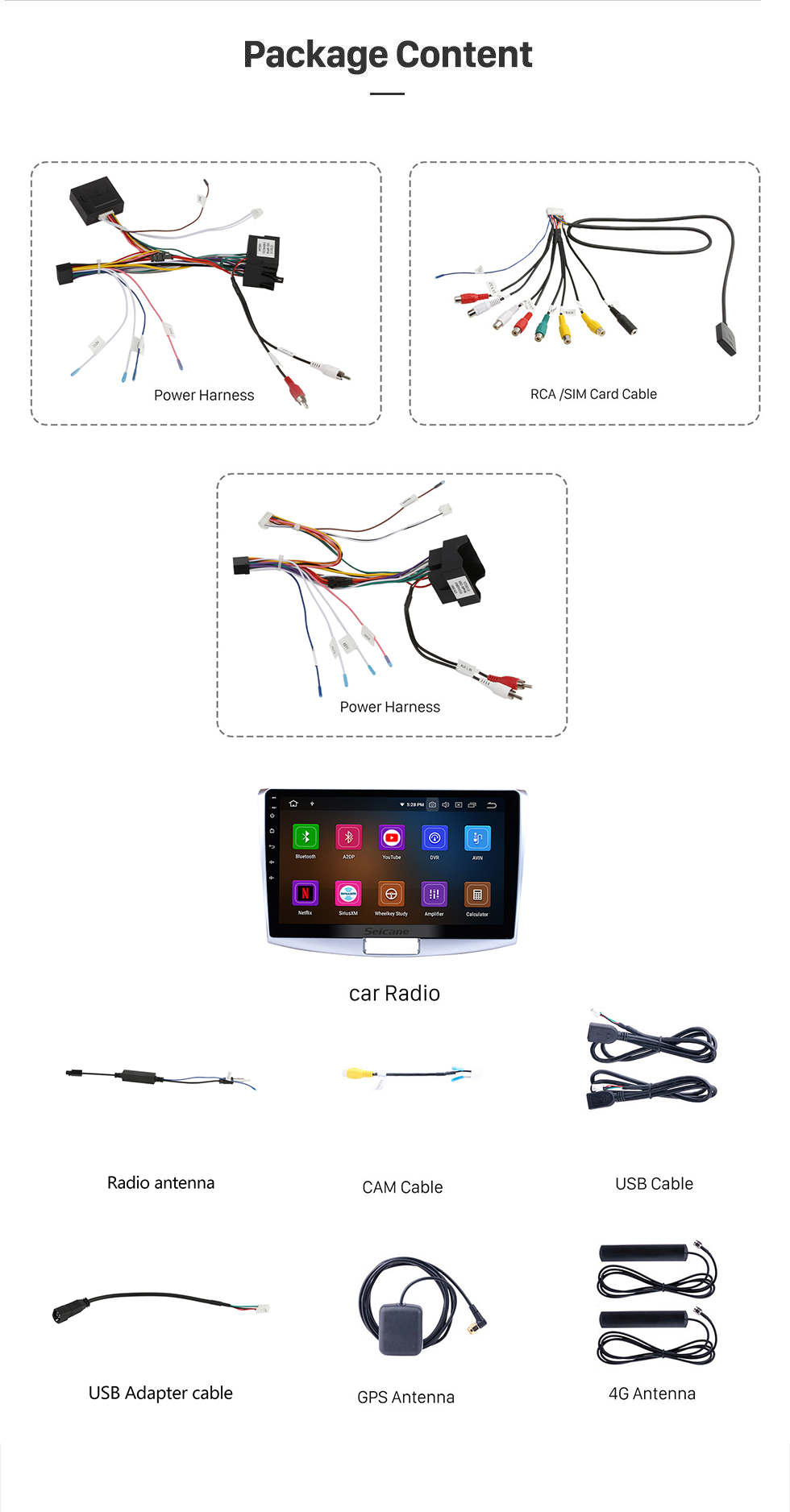 Seicane 10,1 pouces Aftermarket Android 13.0 Radio Système de navigation GPS Pour 2012-2015 VW Volkswagen MAGOTAN 1024 * 600 Écran tactile TPMS DVR OBD II Commande de direction au volant USB Bluetooth WiFi Vidéo AUX