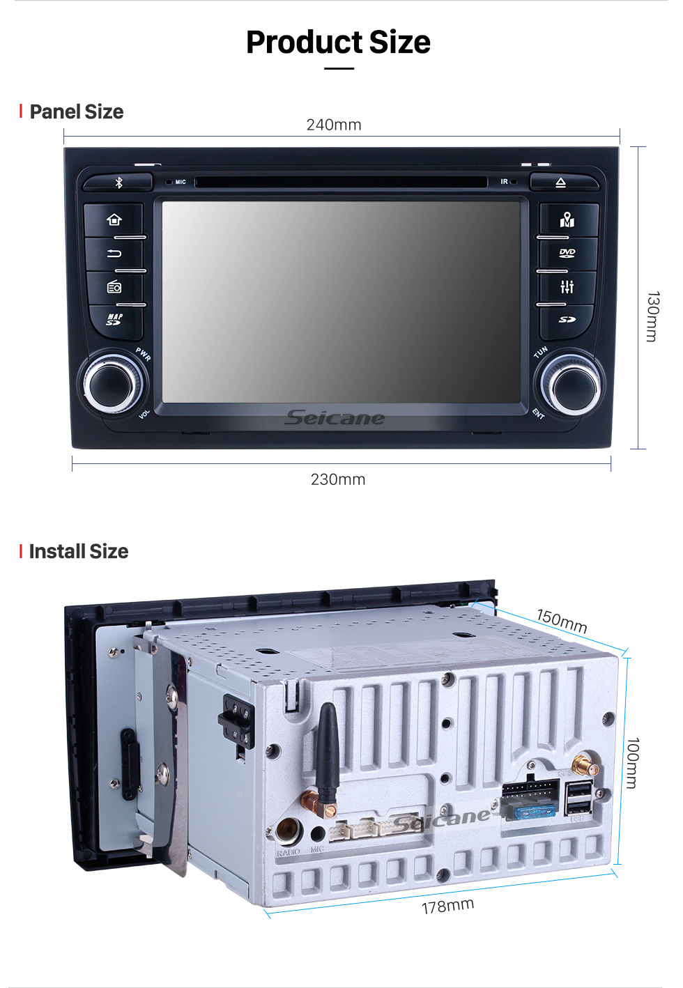 Seicane Android 10.0 For 2011 Audi A4 Radio 7 inch GPS Navigation System Bluetooth HD Touchscreen Carplay support Steering Wheel Control DSP Seicane Android 10.0 For 2011 Audi A4 Radio 7 inch GPS Navigation System Bluetooth HD Touchscreen Carplay support Steering Wheel Control DSP