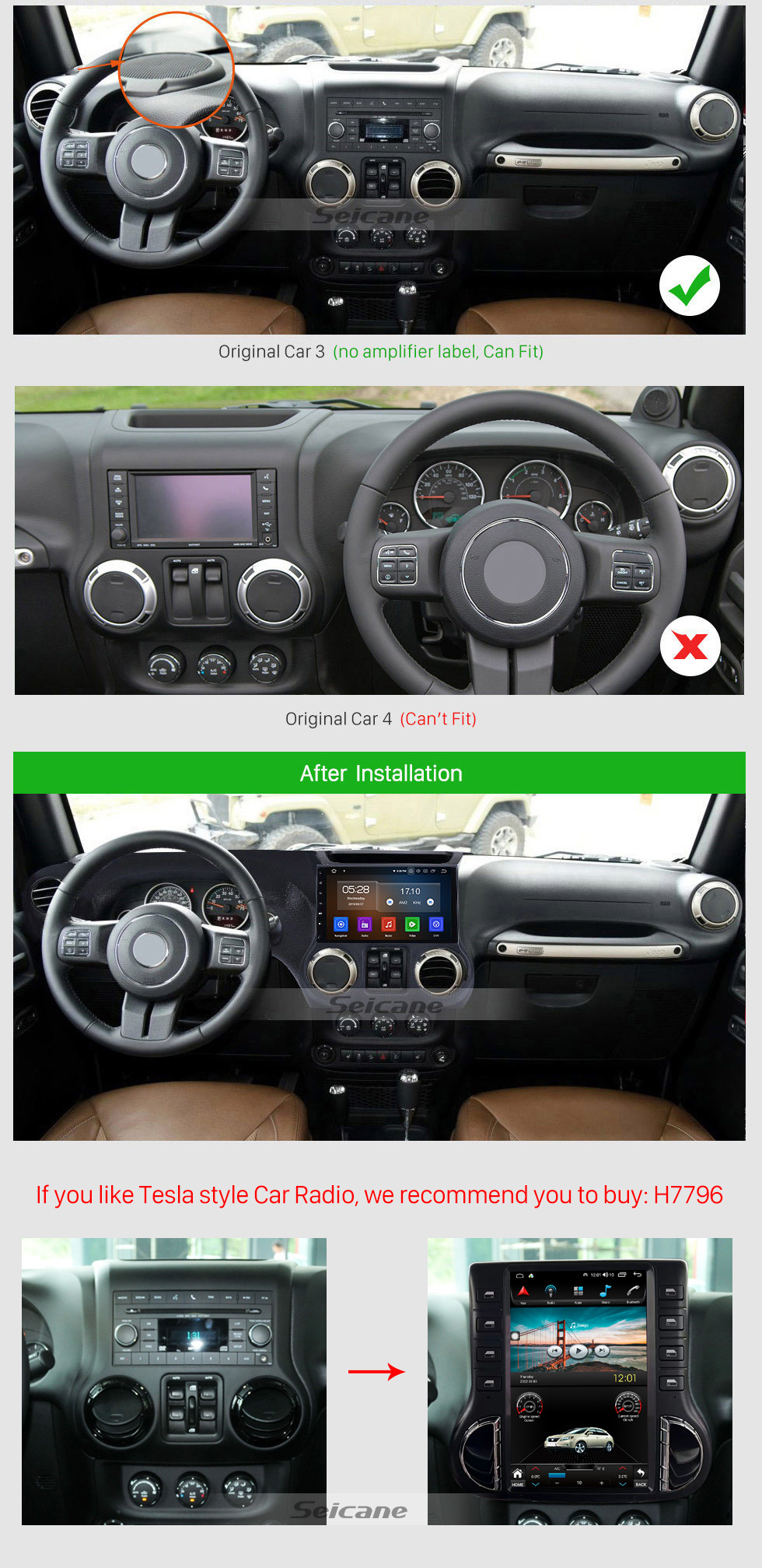 Upgraded Touchscreen for 2011 2012 2013-2017 JEEP Wrangler