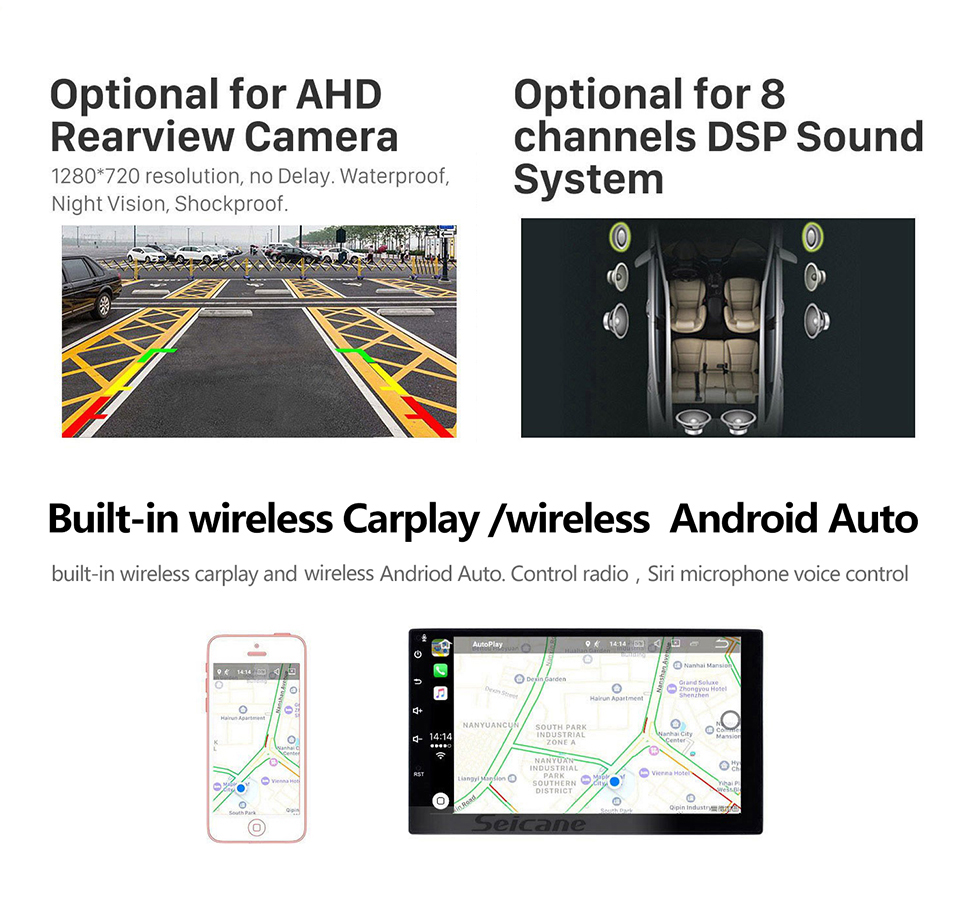 Seicane 6,2 Zoll Android 12.0 Universal Radio Bluetooth AUX HD Touchscreen WIFI GPS Navigation Carplay USB Unterstützung TPMS DVR