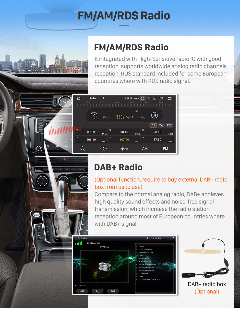 Seicane 6.2 polegadas Android 12.0 Rádio Universal Bluetooth AUX HD Touchscreen WIFI Navegação GPS Carplay Suporte USB TPMS DVR