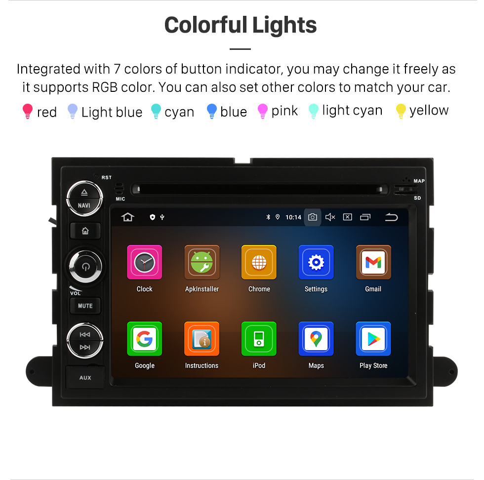 Seicane 7 pouces pour 2006-2009 Ford Fusion/Explorer 2007-2009 Edge/Expedition/Mustang Android 12.0 Radio de navigation GPS Bluetooth HD Écran tactile Prise en charge de Carplay Vidéo 1080P