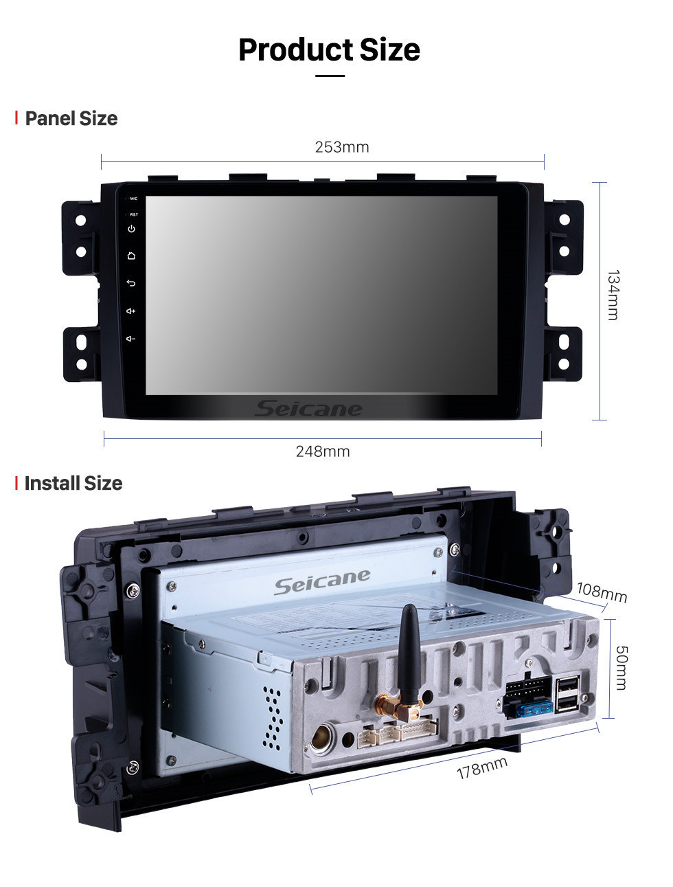 Seicane 9 pouces Android 11.0 HD Écran tactile Radio Radio Système de navigation GPS pour 2008-2016 Kia Borrego Bluetooth Lecteur DVD DVR Caméra de recul TV Vidéo WIFI Commande au volant USB Lien miroir OBD2