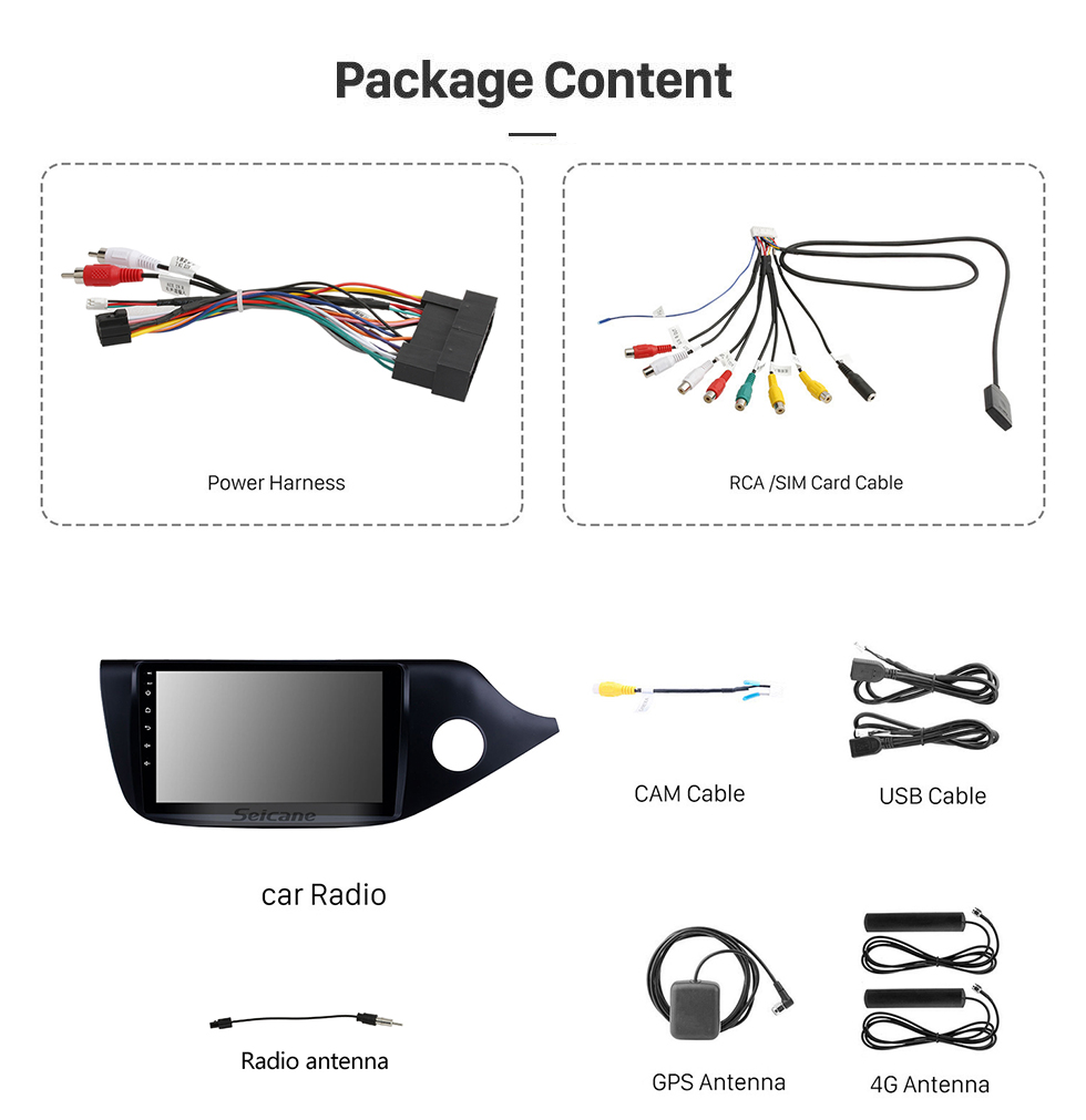 Seicane 2012-2017 KIA CEED RHD 9 polegadas Multimedia Player Android 13.0 Navegação GPS HD Touchscreen Bluetooth Rádio WIFI Música Espelho Link Suporte Volante Controle Carplay USB DVD