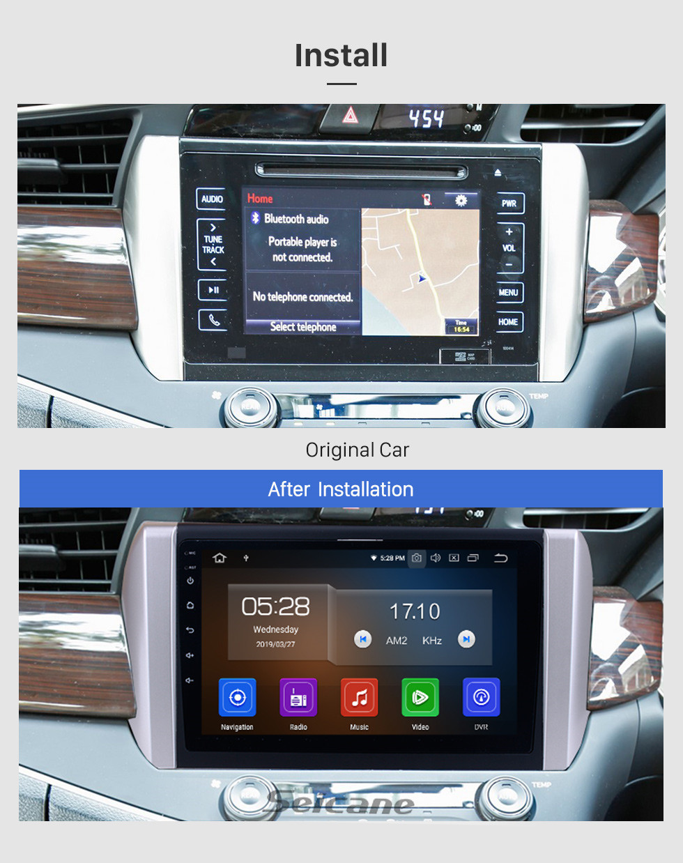 Seicane OEM 9 polegada Android 11.0 Rádio para 2015-2018 Toyota innova RHD Bluetooth Wifi HD Touchscreen Navegação GPS Carplay suporte USB OBD2 TV Digital TPMS