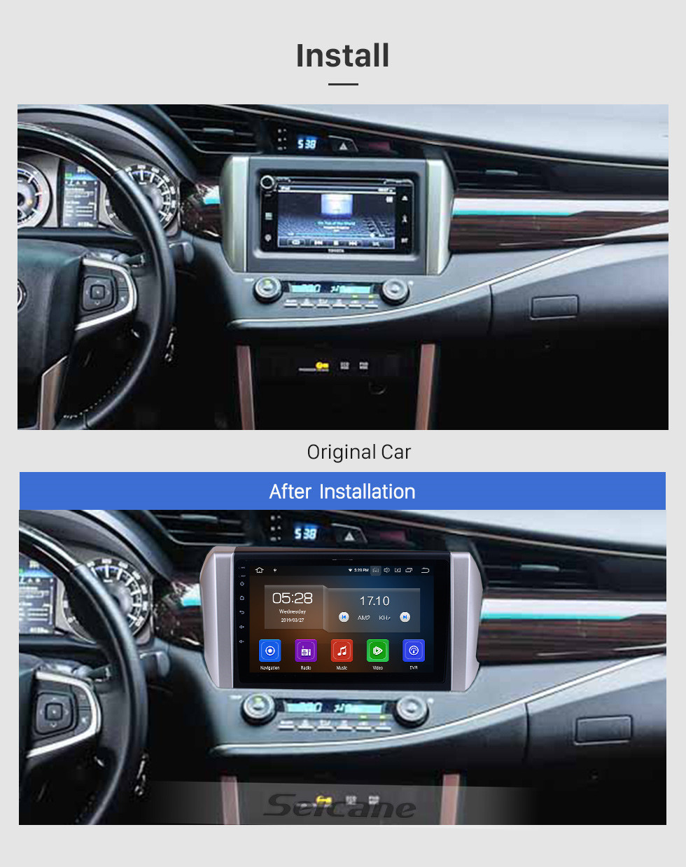 Seicane 2015-2018 Toyota innova LHD Android 11.0 9 inch GPS Navigation Radio Bluetooth HD Touchscreen USB Carplay Music support TPMS Steering Wheel Control