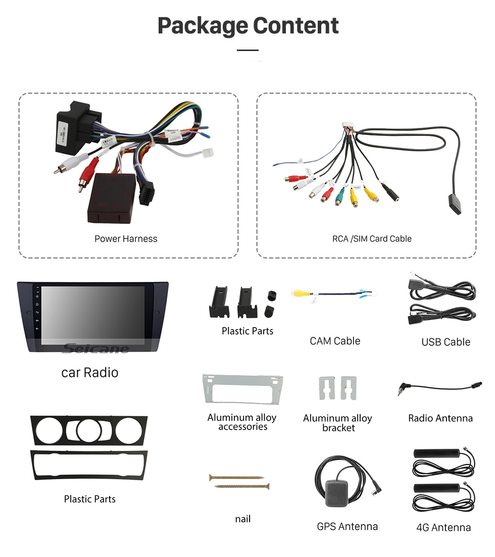 Seicane Tout en un Android 13.0 Radio à écran tactile HD 9 pouces pour 2005-2012 BMW Série 3 E90 E91 E92 E93 316i 318i 320i 320si 323i 325i 328i 330i 335i 335is M3 316d 318d 320d 325d 330d 3