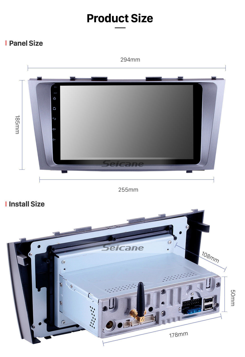 Seicane 2007 2008 2009 2010 2011Toyota Camry 9 pouces Android 11.0 Radio HD à écran tactile de voiture Unité de tête stéréo Navigation GPS Bluetooth WIFI Soutien Caméra de recul Commande au volant USB DVR TPMS