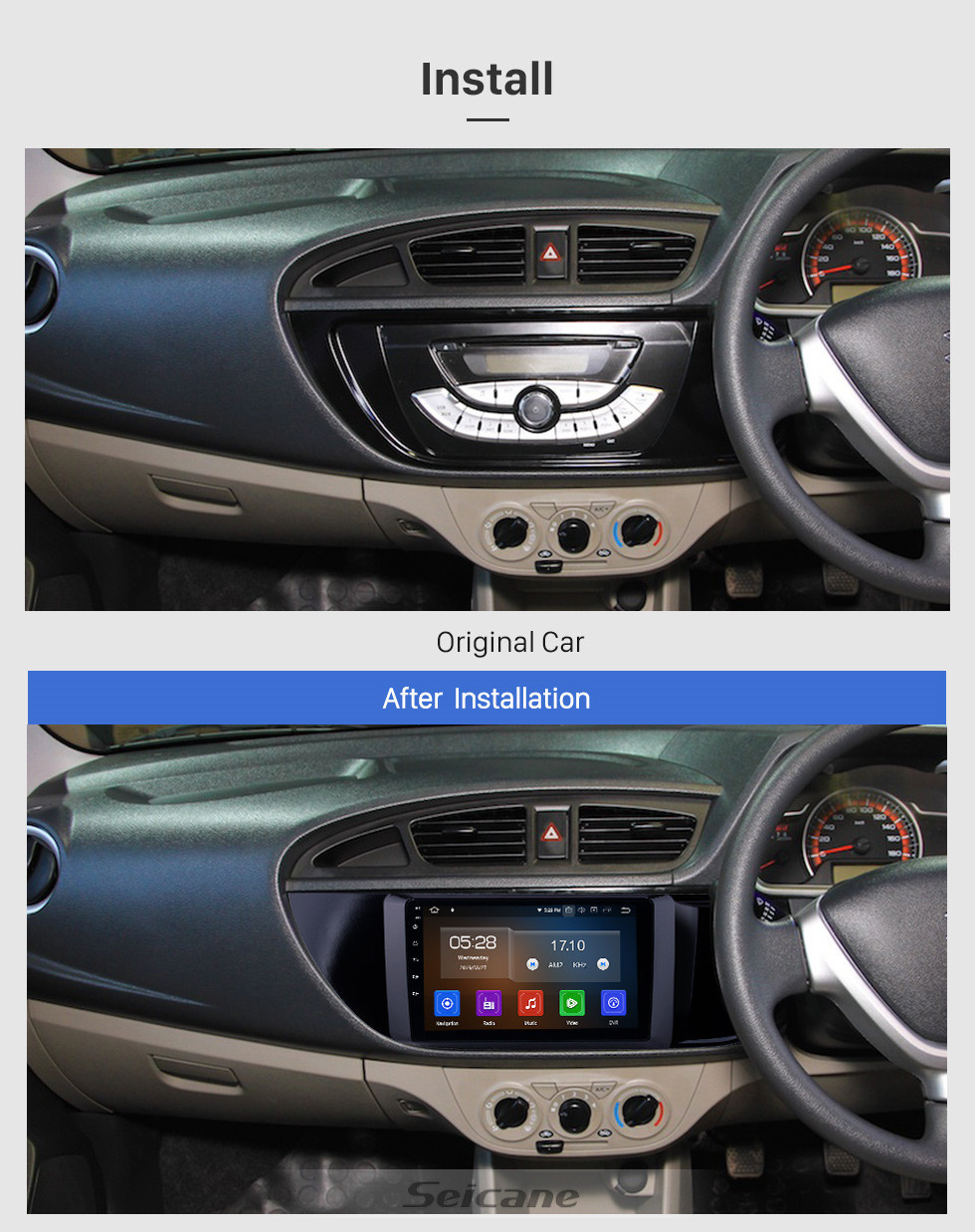 Seicane 2015-2018 Suzuki Alto K10 Android 11.0 Radio de navigation GPS 9 pouces 9 pouces Bluetooth HD avec écran tactile WIFI USB Support Carplay Télévision numérique