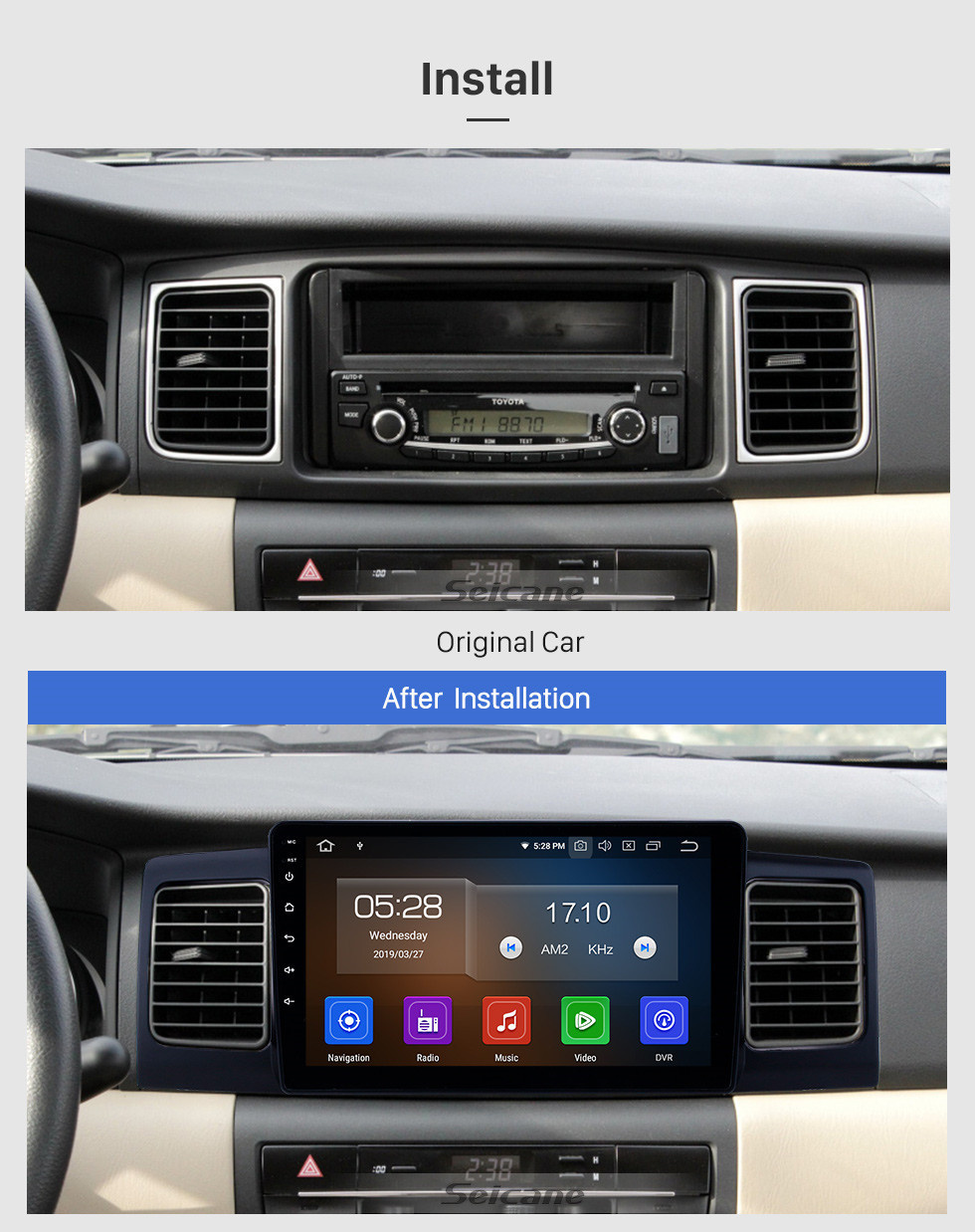 Seicane 2013 Toyota Corolla / BYD F3 Android 11.0 9-дюймовый GPS-навигация Радио Bluetooth HD с сенсорным экраном WIFI USB Поддержка Carplay Резервная камера