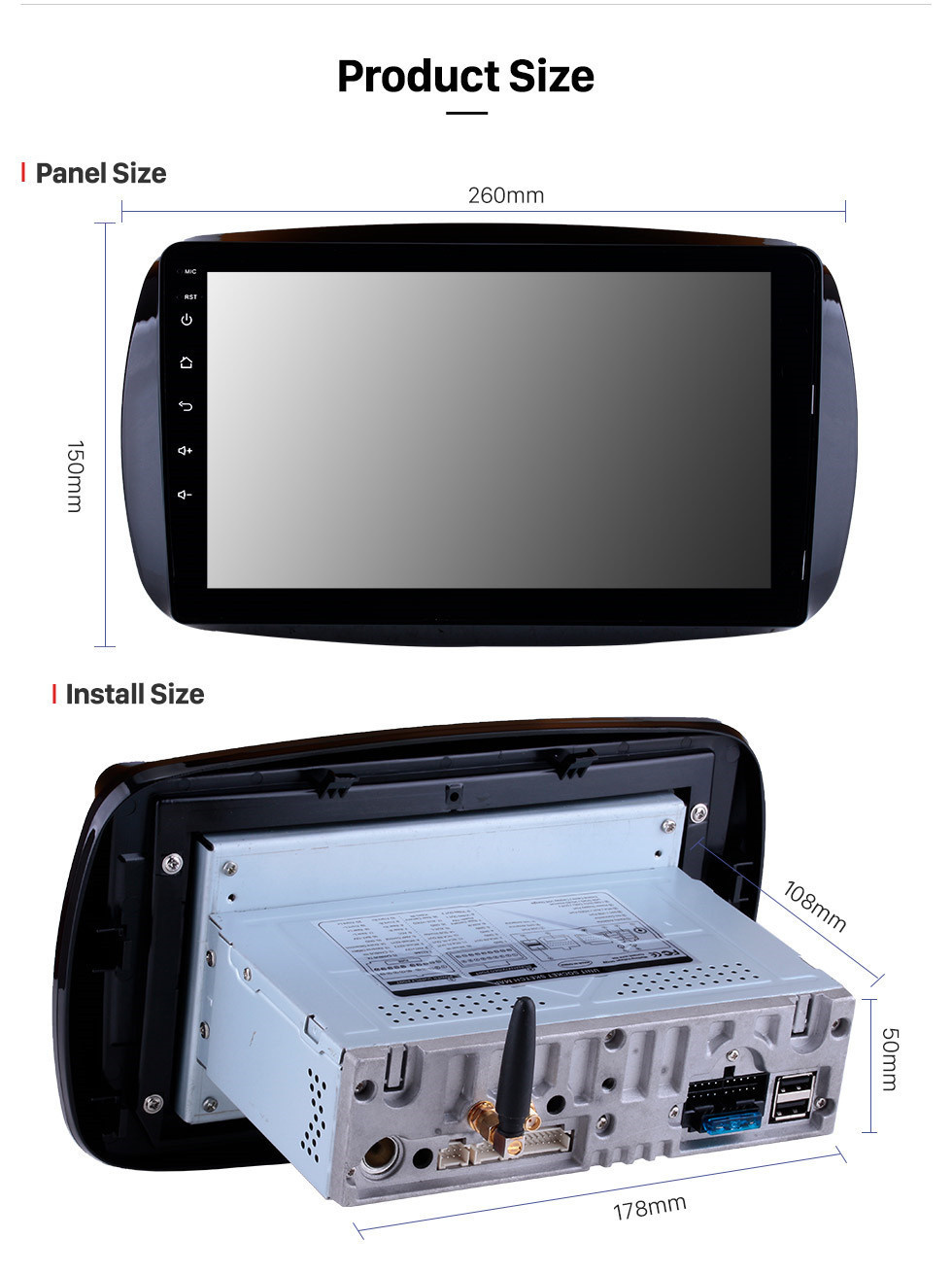 Seicane 9 Zoll Android 11.0 HD 1024 * 600 Touchscreen Radio Für 2015 2016 Mercedes Benz SMART Auto Stereo GPS Navigationssystem Bluetooth Unterstützung Spiegel Link OBD2 AUX 3G WiFi DVR 1080 P Video Lenkradsteuerung