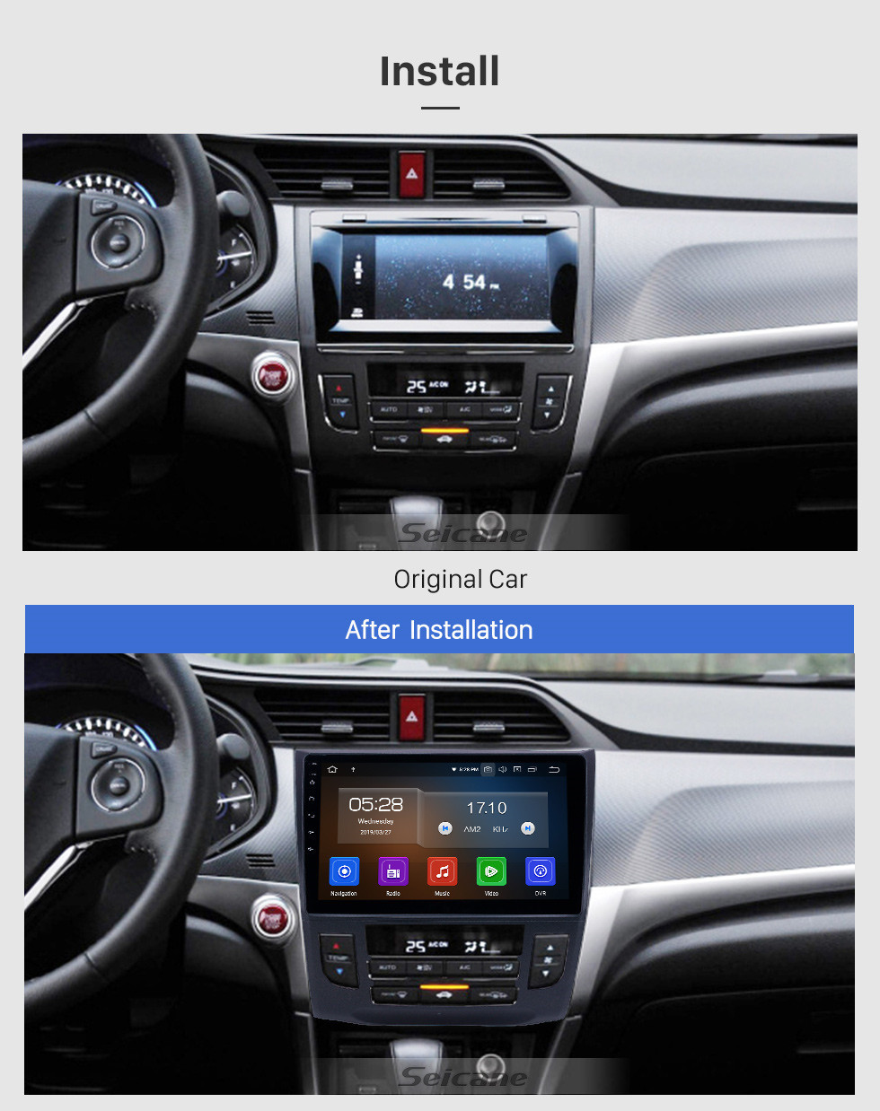 Seicane 10,1 Zoll Android 11.0 GPS Navigationsradio für Honda Crider 2013-2019 Auto A / C mit HD Touchscreen Carplay Bluetooth Unterstützung OBD2