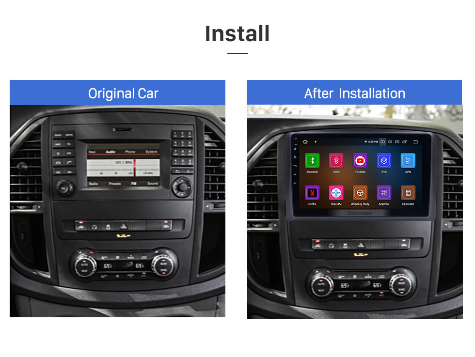 Seicane Android 12.0 pour 2014 2015 2016-2018 Mercedes Benz Vito Radio Système de navigation GPS 10,1 pouces avec écran tactile HD Carplay Bluetooth support TV numérique