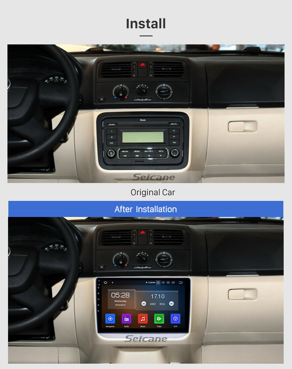 Seicane Android 13.0 Für 2008 2009 2010-2014 Skoda Fabia Radio 10,1 Zoll GPS-Navigationssystem Bluetooth HD Touchscreen Carplay-Unterstützung DVR
