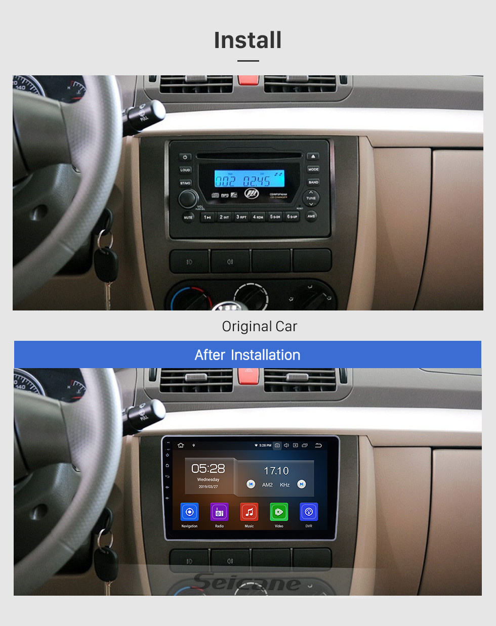 Seicane OEM 10.1 pouces Android 11.0 pour 2007 2008 2009-2012 Lifan 520 Radio Bluetooth HD Écran tactile Système de navigation GPS Support Carplay OBD2